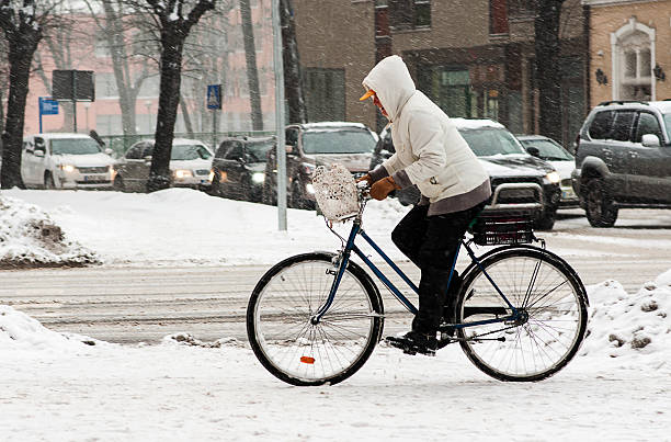 istock Woman on the bicycle in winter 507264106