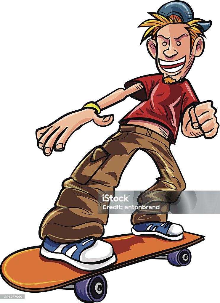 Cartoon skater on his skateboard. Isolated on white Activity stock vector