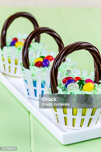 Easter Basket Cupcakes Stock Photo - Download Image Now - April, Basket, Cake