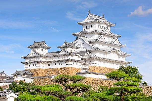 Himeji, Japan - November 16, 2015: The main keep of Himeji Castle. Founded in 1333 and rebuilt in the early 1600's, the castle is considered one of the best preserved in Japan.