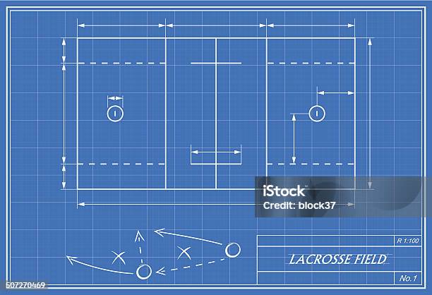 Lacrosse Field On Blueprint Stock Illustration - Download Image Now - Aspirations, Backgrounds, Blueprint