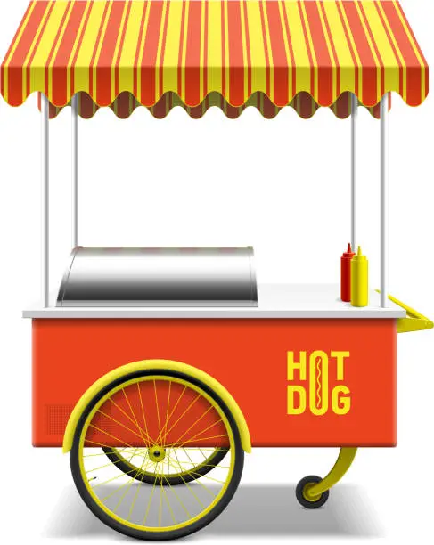 Vector illustration of Hot dog, street cart