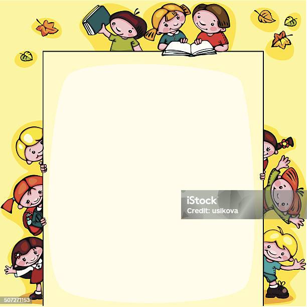 Kids School Background Stock Illustration - Download Image Now - Child, Reading, Book