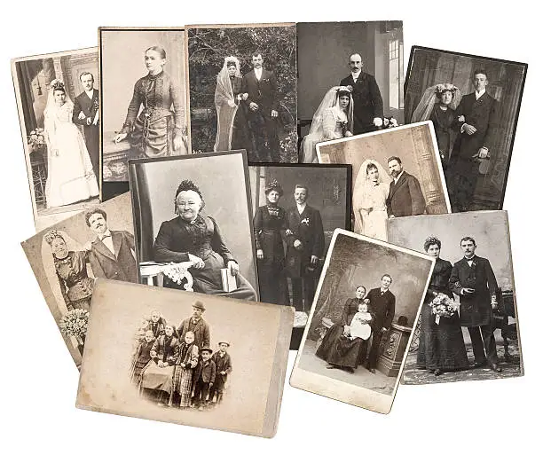 Photo of vintage family and wedding photos. original old pictures