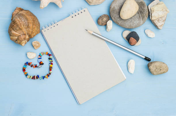 istock Summer sea vacation mockup. Travel and vacation items. Sea shells 507272014