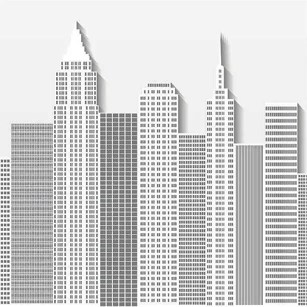 Vector illustration of Cityscape vector illustration with office buildings and skyscrapers. Part B.