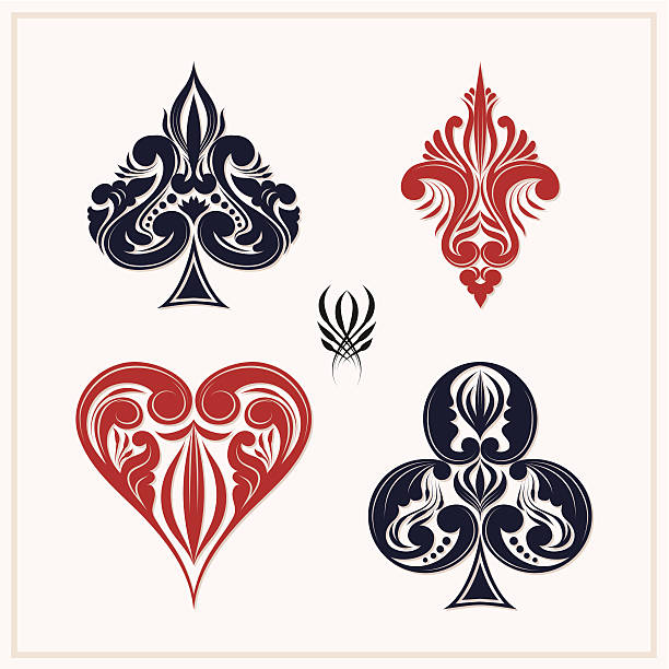 Ornamental Playing Card Ornamental Playing Card Vector hearts playing card stock illustrations