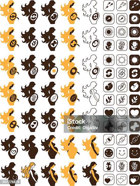 Pregnancy Icons And Silhouette Stock Illustration - Download Image Now -  Butterfly - Insect, Child, Pregnant - iStock