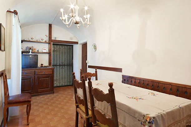 istock Simple dining room, interior in old house 507277514