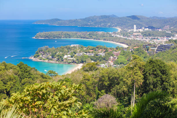 The famous Kata beach in front, then Kata Beach and in the back Patong Beach on Phuket in Thailand. Image taken with Canon EOS 5Ds and EF 70-200 mm USM L 2,8.