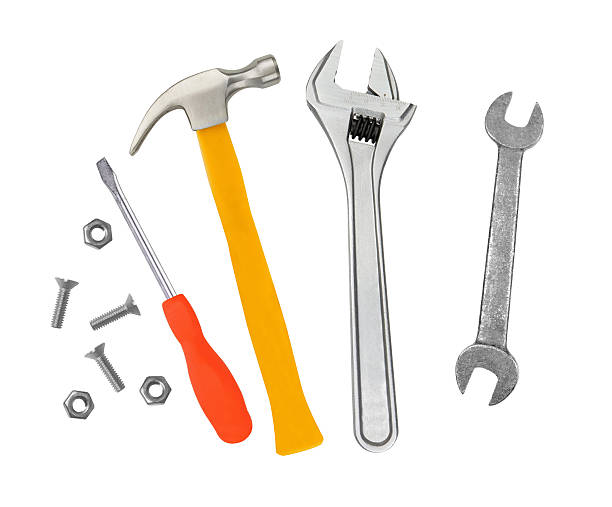 istock Hammer, screwdriver and wrenches isolated on white background 507278806