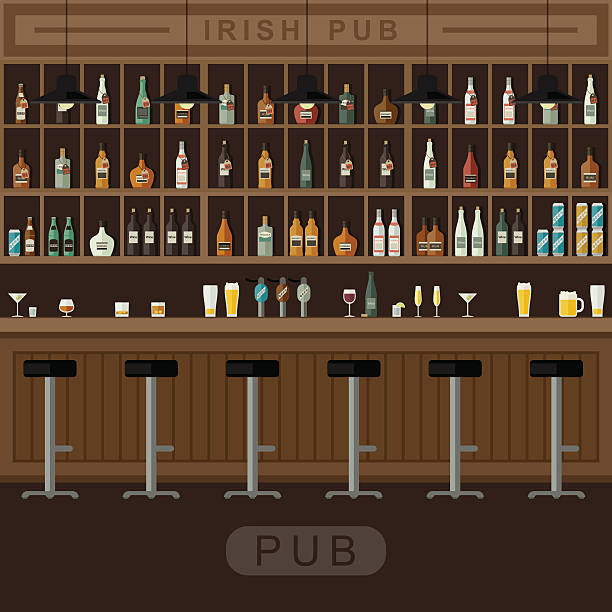 bar wnętrze z kasy. - irish culture obrazy stock illustrations