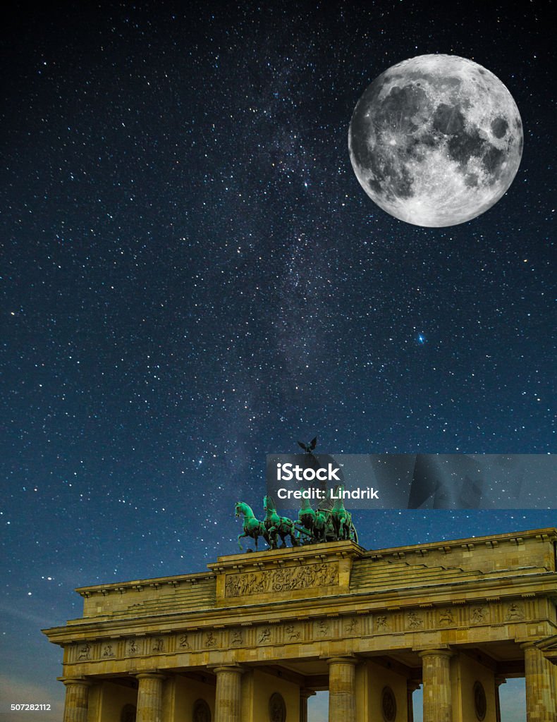 Brandenburg Gate night. Brandenburg Gate night. Under the light of the stars the Milky Way galaxy Adult Stock Photo