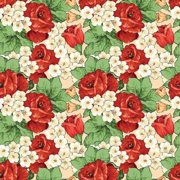 Vector illustration of Seamlessly repeating floral pattern