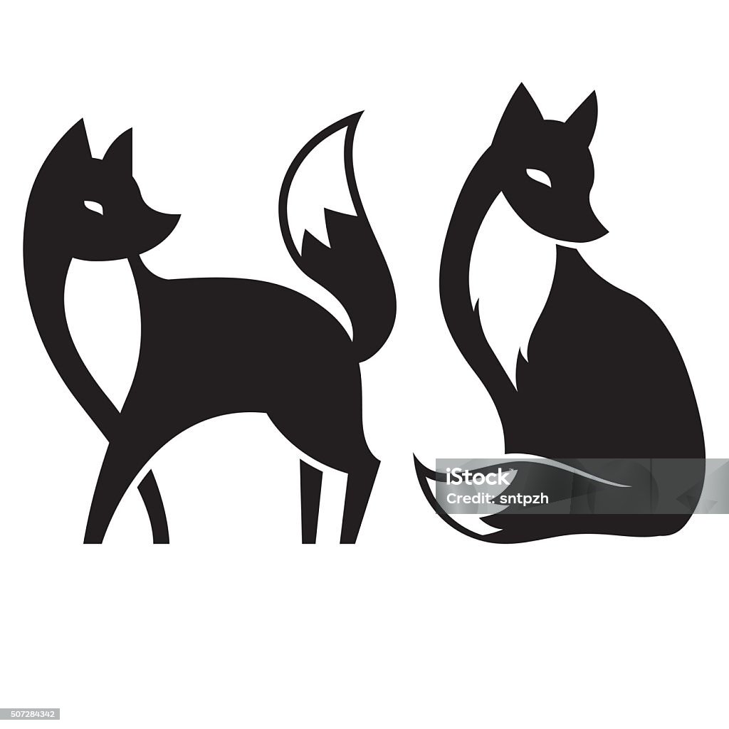 Vector isolated fox. Black and white Fox stock vector