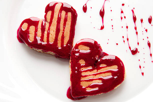 istock Heart shaped pancakes with jam. Pancake day. Valentine's day 507286484