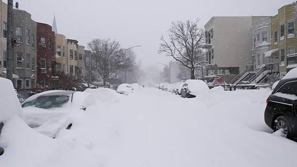 istock Snow covered residential street 507293454