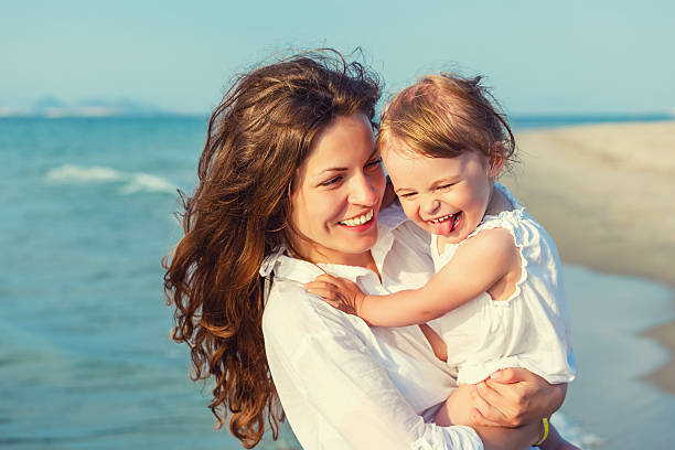 istock Mother and daughter on the beach 507296672