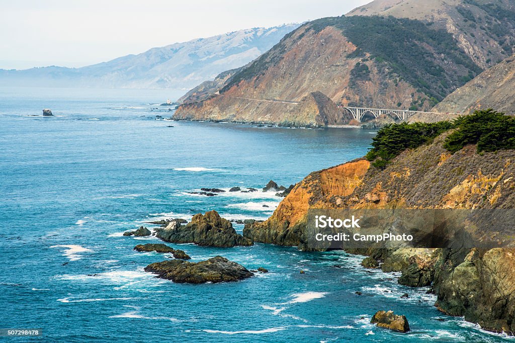 Beautiful Big Sur View of the Bixby Bridge on the Big Sur coast, California. Big Sur Stock Photo