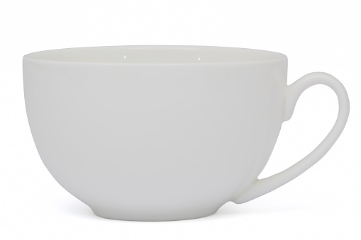 White cup of tea, isolated on white background, with clipping path