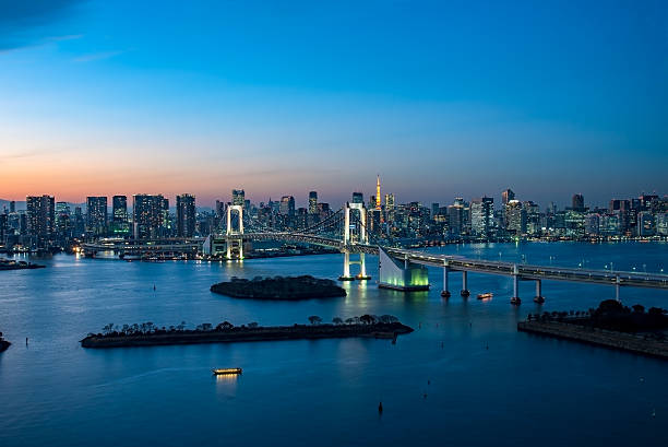 istock Rainbow bridge and Tokyo tower at dusk 507302310