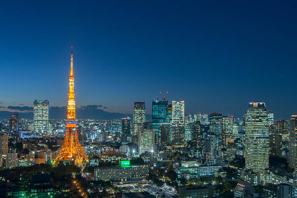 istock Tokyo area dense building nightscape and Tokyo tower 507303072