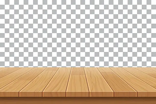 Vector illustration of vector wood table top on isolated background