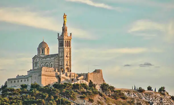 Marseille, France, 21 September 2014. Notre Dame de la Garde is Byzantine architecture basilica in Marseille.