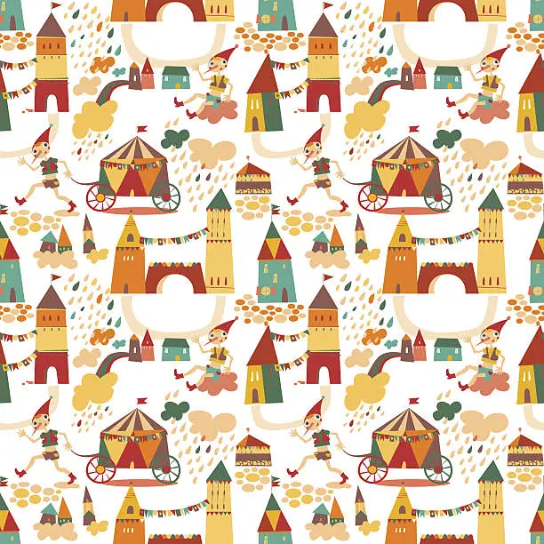 Vector illustration of Seamless pattern with houses for childrens background.