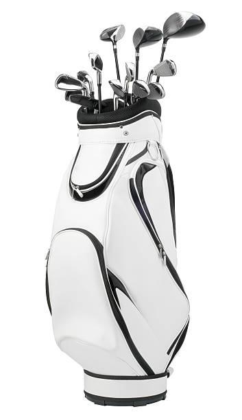 istock Golf clubs in white and black bag isolated on white 507311573