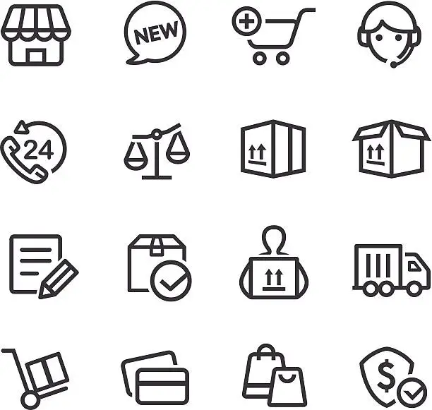 Vector illustration of Shopping and Shipping Icons - Line Series