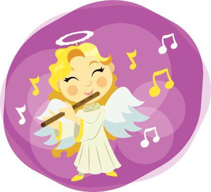 Angel girl with flute