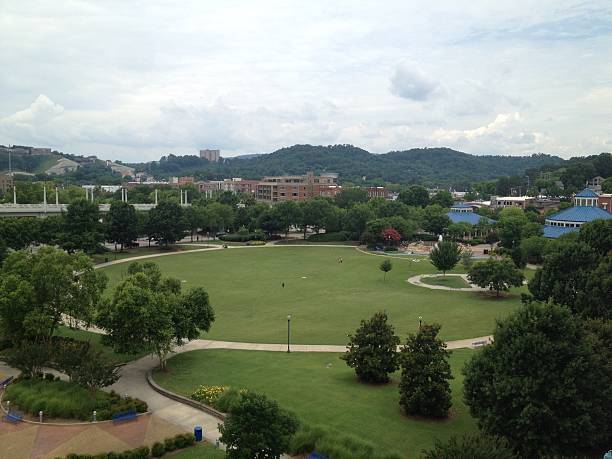 Coolidge Park, view from Walnut Street Bridge, Chattanooga, Tennessee, clouds