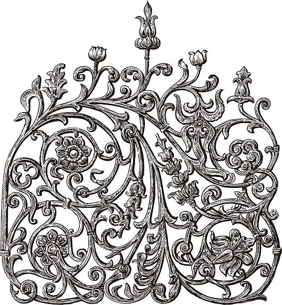 Vector illustration of fragment of the decorative fence