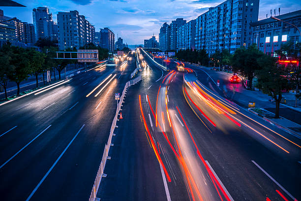 istock Urban highway traffic at night 507315761