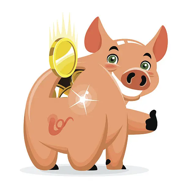 Vector illustration of successful piggy bank