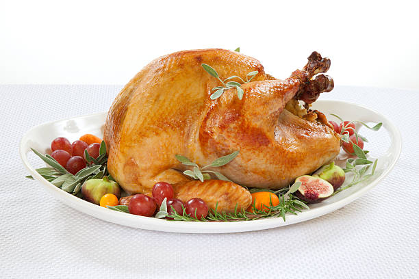 istock Roasted Turkey on tray over white 507329999