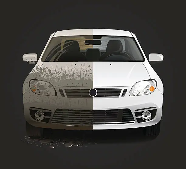 Vector illustration of Dirty car wash service