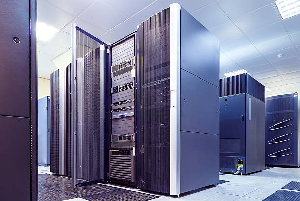 supercomputer clusters in the room data center stock photo