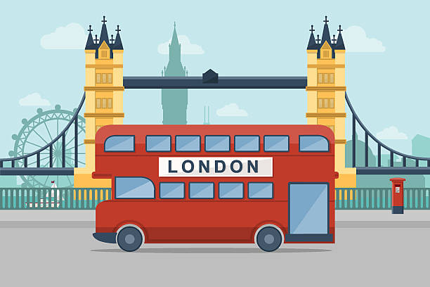 Urban Landscape Vector illustration of London with famous landmarks. Flat design style. Layered EPS10 file. london stock illustrations