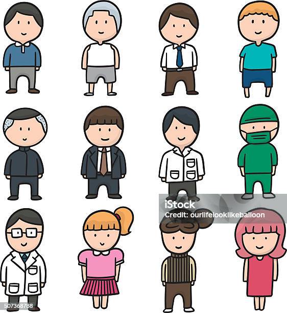 Vector Set Of People Stock Illustration - Download Image Now - Doctor, Child, Drawing - Activity