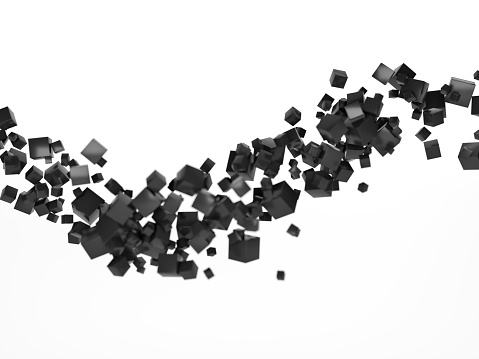 some black cubes in a wave shape