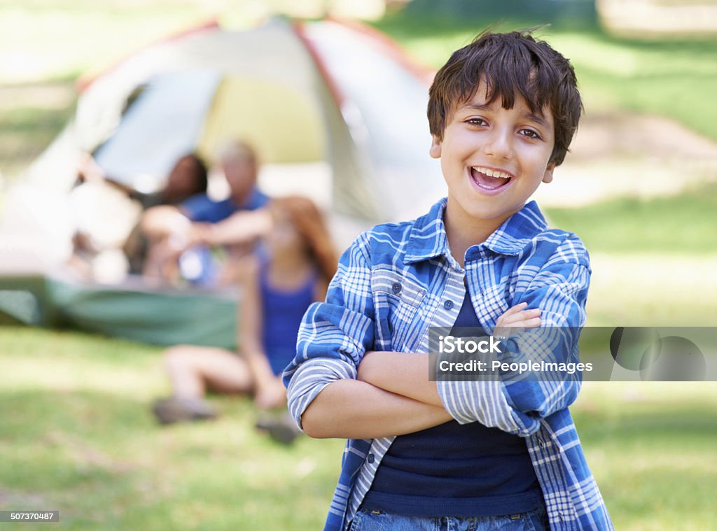 My age is my excuse for being silly Shot of a group of children camping 10-11 Years Stock Photo