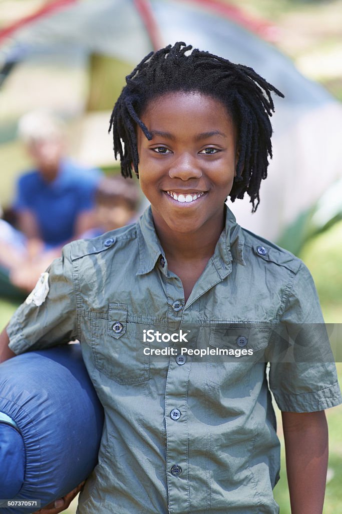 Let me go claim my spot Shot of a group of children camping Summer Camp Stock Photo