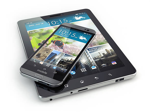 istock Mobile devices. Smartphone and tablet pc on white isolated backg 507370875