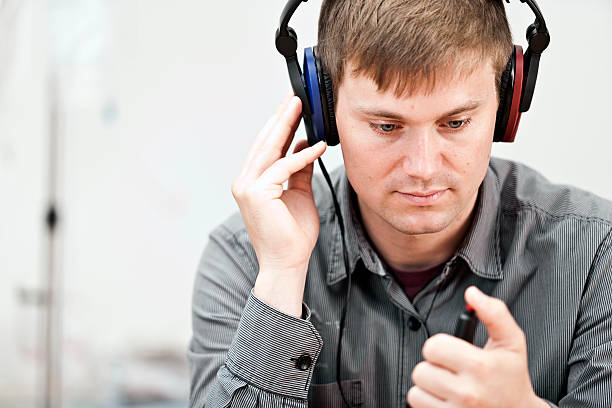 Making a hearing test stock photo