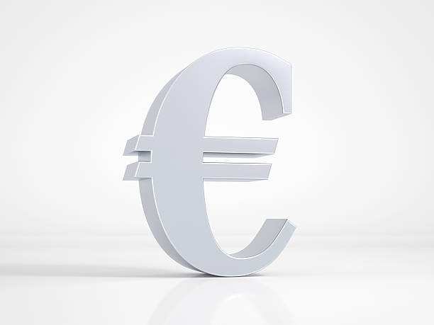 Metallic Euro icon stock photo