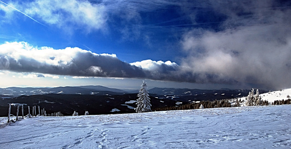 nice wnter mountains panorama during snowshoeing on Fischbacher Alpen mountains in Styria