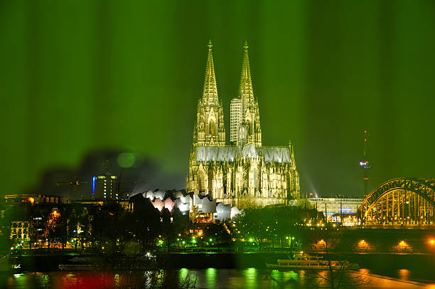 Cologne Cathedral at night stock photo