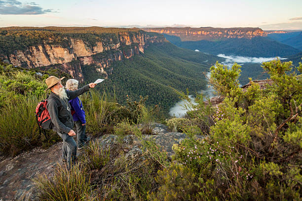 istock Senior Couple Bushwalking in Spectacular Blue Mountains Australian Landscape 507374772